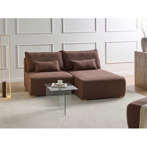 Canapé D'angle Modulable Nerbo Bouclé Marron Côté Gauche