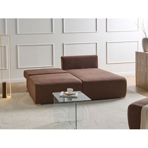 Canapé D'angle Modulable Nerbo Bouclé Marron Côté Gauche