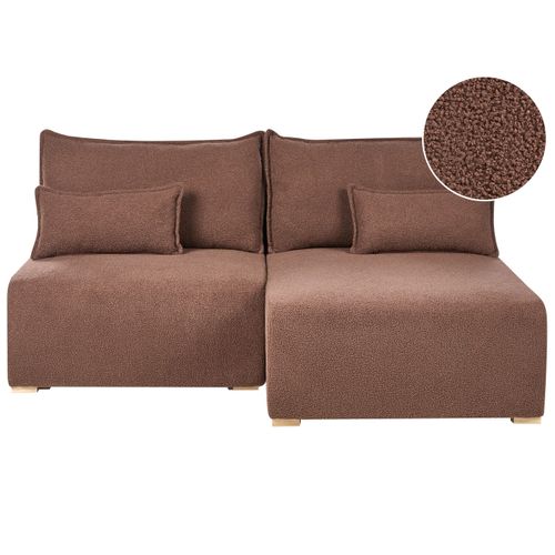 Canapé D'angle Modulable Nerbo Bouclé Marron Côté Gauche