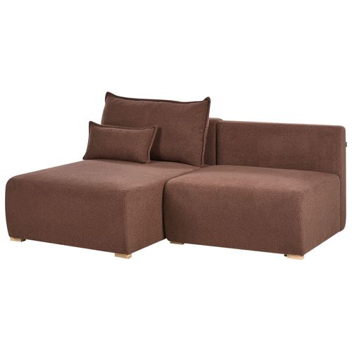 Canapé D'angle Modulable Nerbo Bouclé Marron Côté Droit