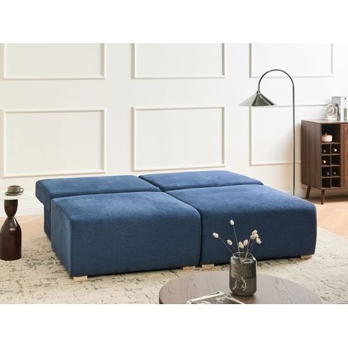 Canapé Modulable 3 Places Nerbo Tissu Bleu