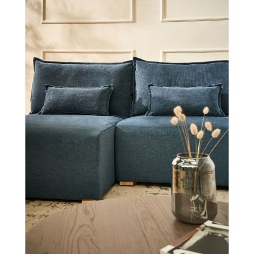 Canapé D\'angle Modulable Nerbo Tissu Bleu Côté Droit