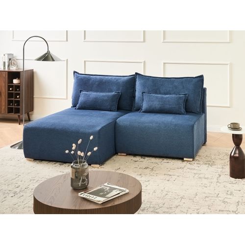 Canapé D\'angle Modulable Nerbo Tissu Bleu Côté Droit