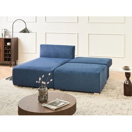 Canapé D\'angle Modulable Nerbo Tissu Bleu Côté Droit