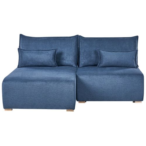 Canapé D\'angle Modulable Nerbo Tissu Bleu Côté Droit