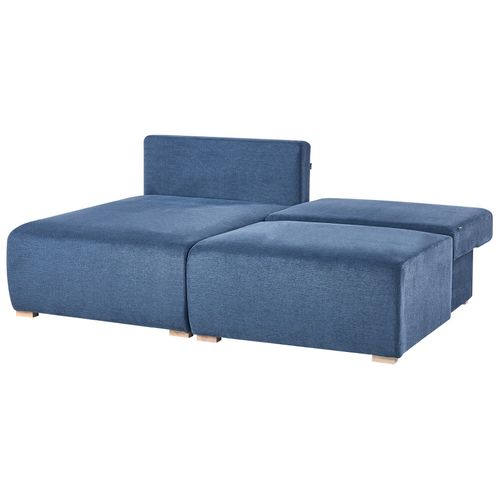 Canapé D\'angle Modulable Nerbo Tissu Bleu Côté Droit