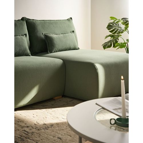 Canapé D'angle Modulable Nerbo Tissu Vert Clair Côté Gauche