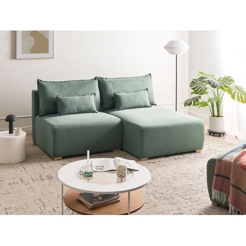 Canapé D'angle Modulable Nerbo Tissu Vert Clair Côté Gauche