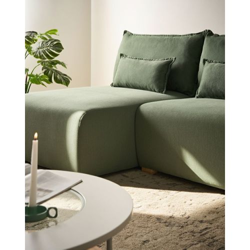 Canapé D\'angle Modulable Nerbo Tissu Vert Clair Côté Droit
