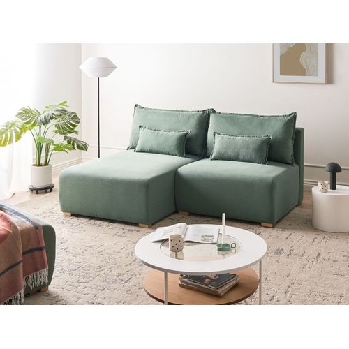 Canapé D\'angle Modulable Nerbo Tissu Vert Clair Côté Droit