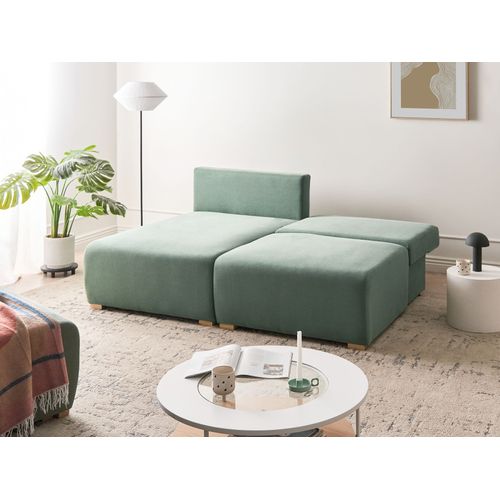 Canapé D\'angle Modulable Nerbo Tissu Vert Clair Côté Droit