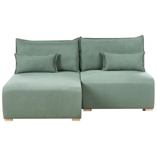 Canapé D\'angle Modulable Nerbo Tissu Vert Clair Côté Droit