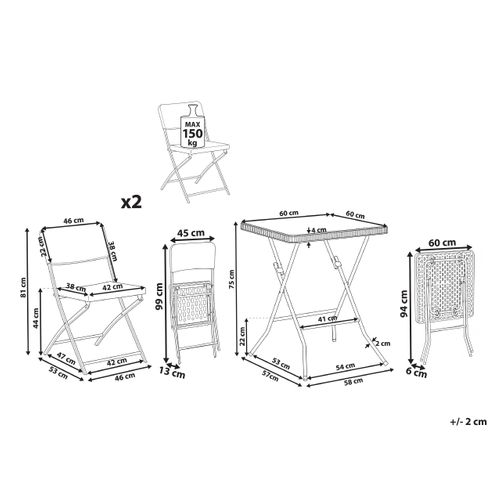Ensemble Pour Bistro Pliant Trappeto Noir