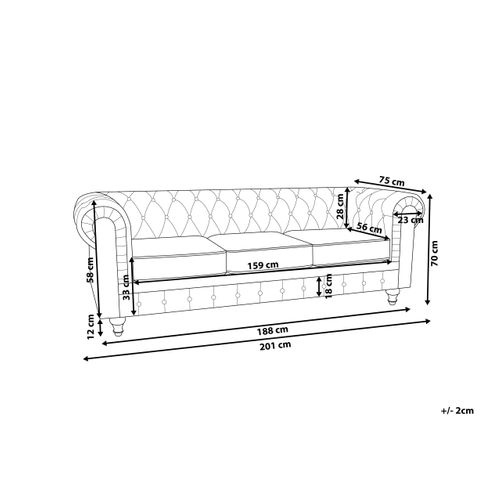 Canapé 3 Places Chesterfield Velours Marron Doré