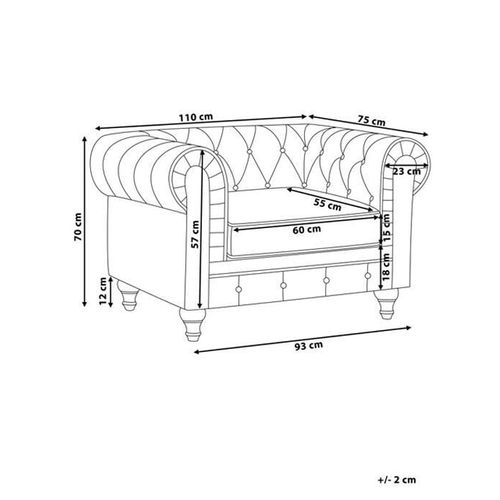 Fauteuil Chesterfield Velours Marron Doré