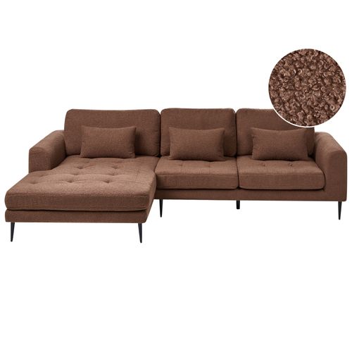 Canapé D'angle 3 Places Flam Bouclé Marron Côté Droit