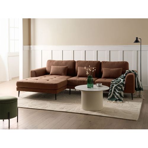 Canapé D'angle 3 Places Flam Bouclé Marron Côté Droit