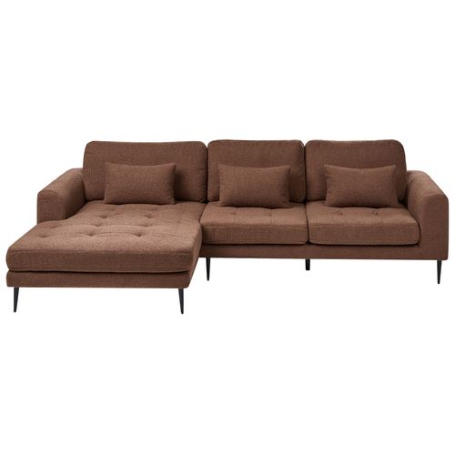 Canapé D'angle 3 Places Flam Bouclé Marron Côté Droit