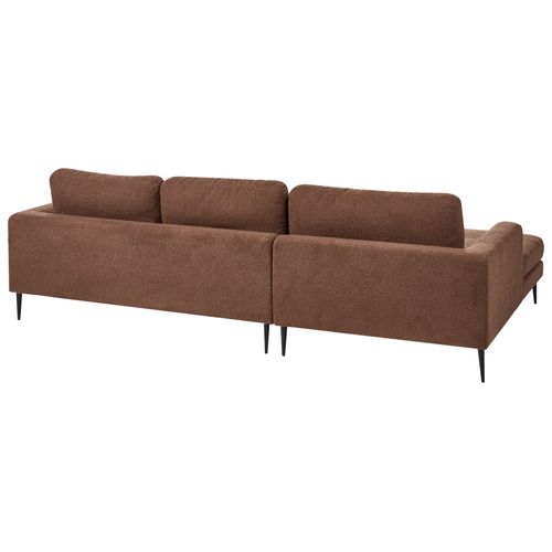 Canapé D'angle 3 Places Flam Bouclé Marron Côté Gauche