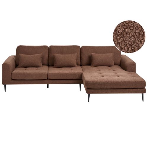 Canapé D'angle 3 Places Flam Bouclé Marron Côté Gauche
