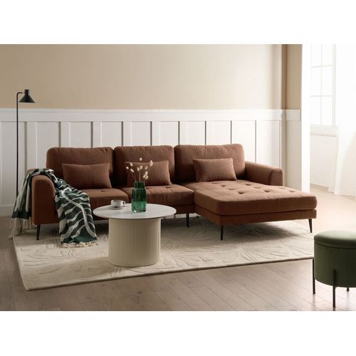 Canapé D'angle 3 Places Flam Bouclé Marron Côté Gauche