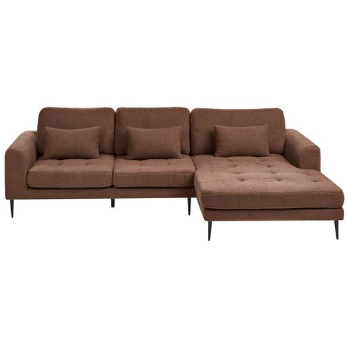 Canapé D'angle 3 Places Flam Bouclé Marron Côté Gauche