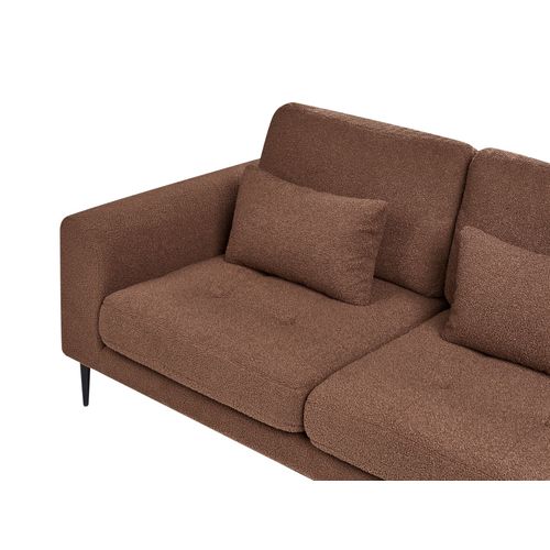 Canapé D'angle 3 Places Flam Bouclé Marron Côté Gauche