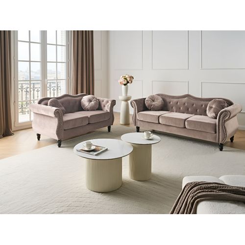 Canapé 2 Places Skien Velours Taupe