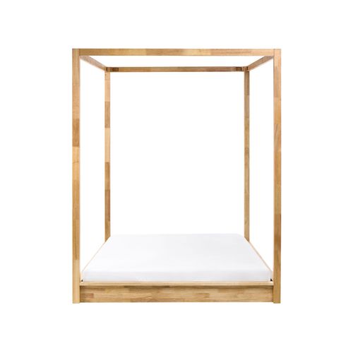 Lit à Baldaquin Bois Herliere 160 X 200 Cm Marron Clair