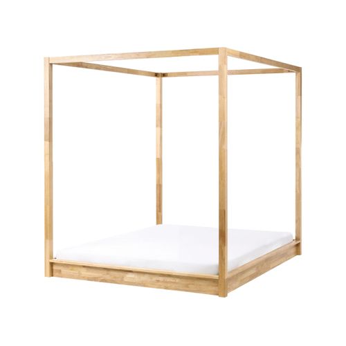 Lit à Baldaquin Bois Herliere 160 X 200 Cm Marron Clair