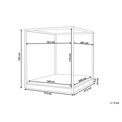 Lit à Baldaquin Bois Herliere 160 X 200 Cm Marron Clair