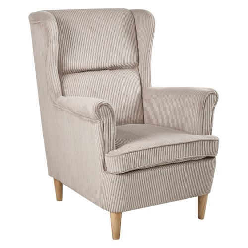 Fauteuil à Oreilles Abson Velours Côtelé Beige