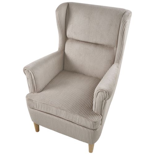Fauteuil à Oreilles Abson Velours Côtelé Beige