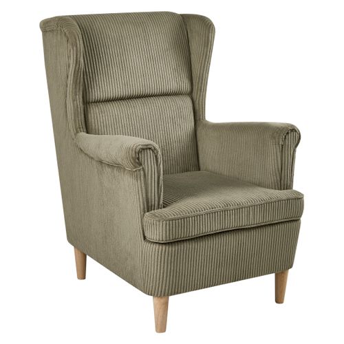 Fauteuil à Oreilles Abson Velours Côtelé Vert