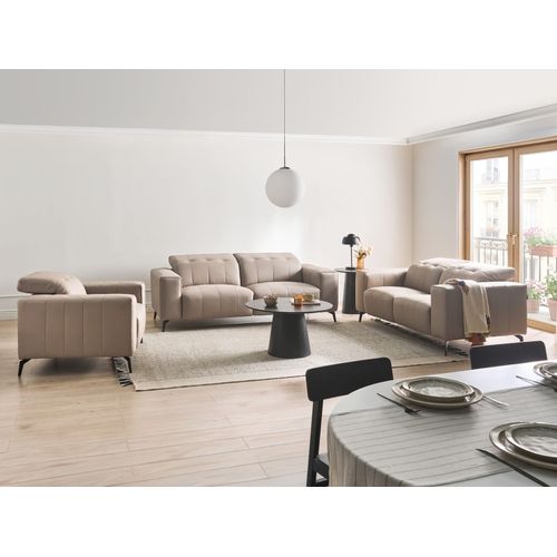 Ensemble De Salon 6 Places Ommel Cuir Pu Taupe