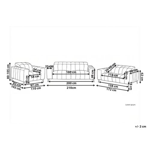 Ensemble De Salon 6 Places Ommel Cuir Pu Taupe