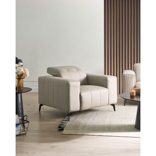 Fauteuil Ommel Cuir Pu Beige Clair