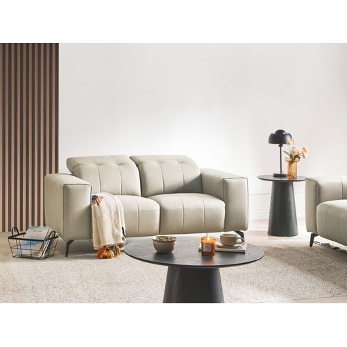 Canapé 2 Places Ommel Cuir Pu Beige Clair