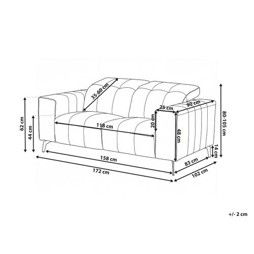 Canapé 2 Places Ommel Cuir Pu Beige Clair