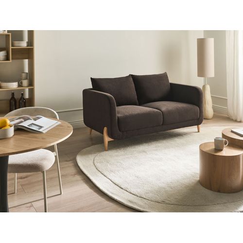 Canapé 2 Places Gimo Tissu Chenille Marron Foncé