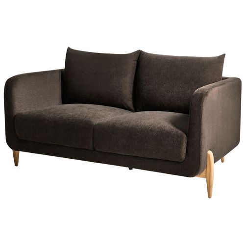 Canapé 2 Places Gimo Tissu Chenille Marron Foncé