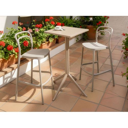 Table De Bar De Jardin Lemnos 60 Cm 60 Cm Beige