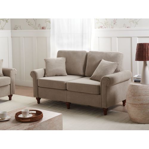 Canapé 2 Places Ginnerup Tissu Taupe