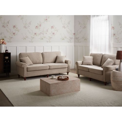 Canapé 2 Places Ginnerup Tissu Taupe