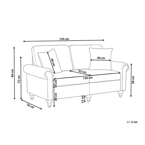 Canapé 2 Places Ginnerup Tissu Taupe
