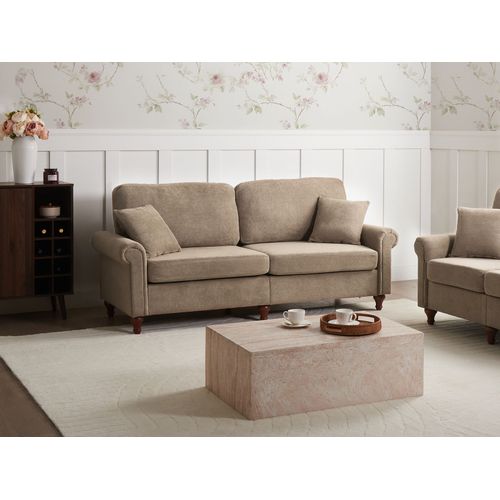 Canapé 3 Places Ginnerup Tissu Marron