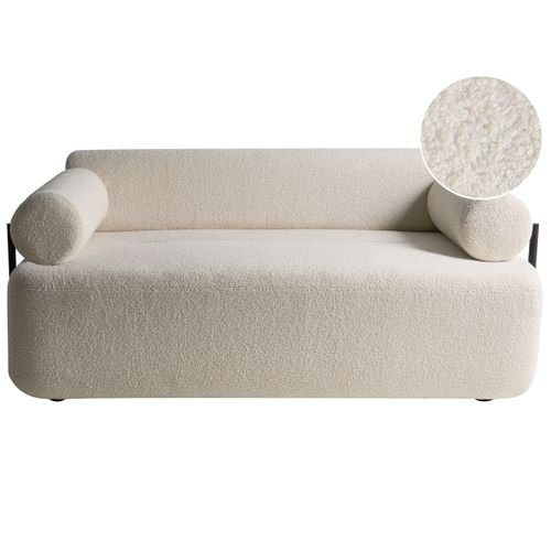 Canapé 2 Places Elva Bouclé Blanc Cassé