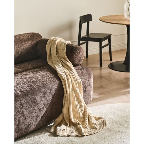 Canapé 2 Places Elva Tissu Chenille Marron Foncé