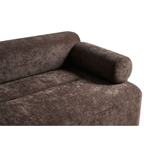 Canapé 2 Places Elva Tissu Chenille Marron Foncé