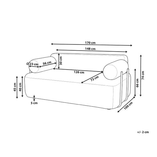 Canapé 2 Places Elva Tissu Blanc Cassé